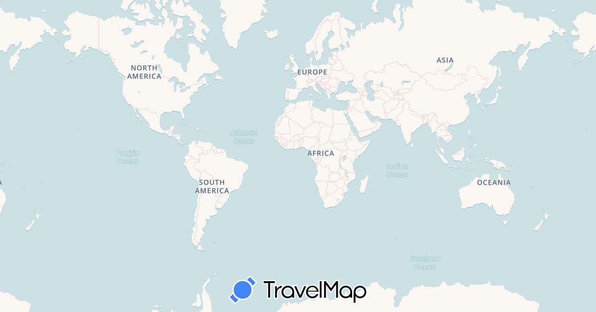 TravelMap itinerary: driving, bus, train in Germany, Denmark, France, Norway, Sweden (Europe)